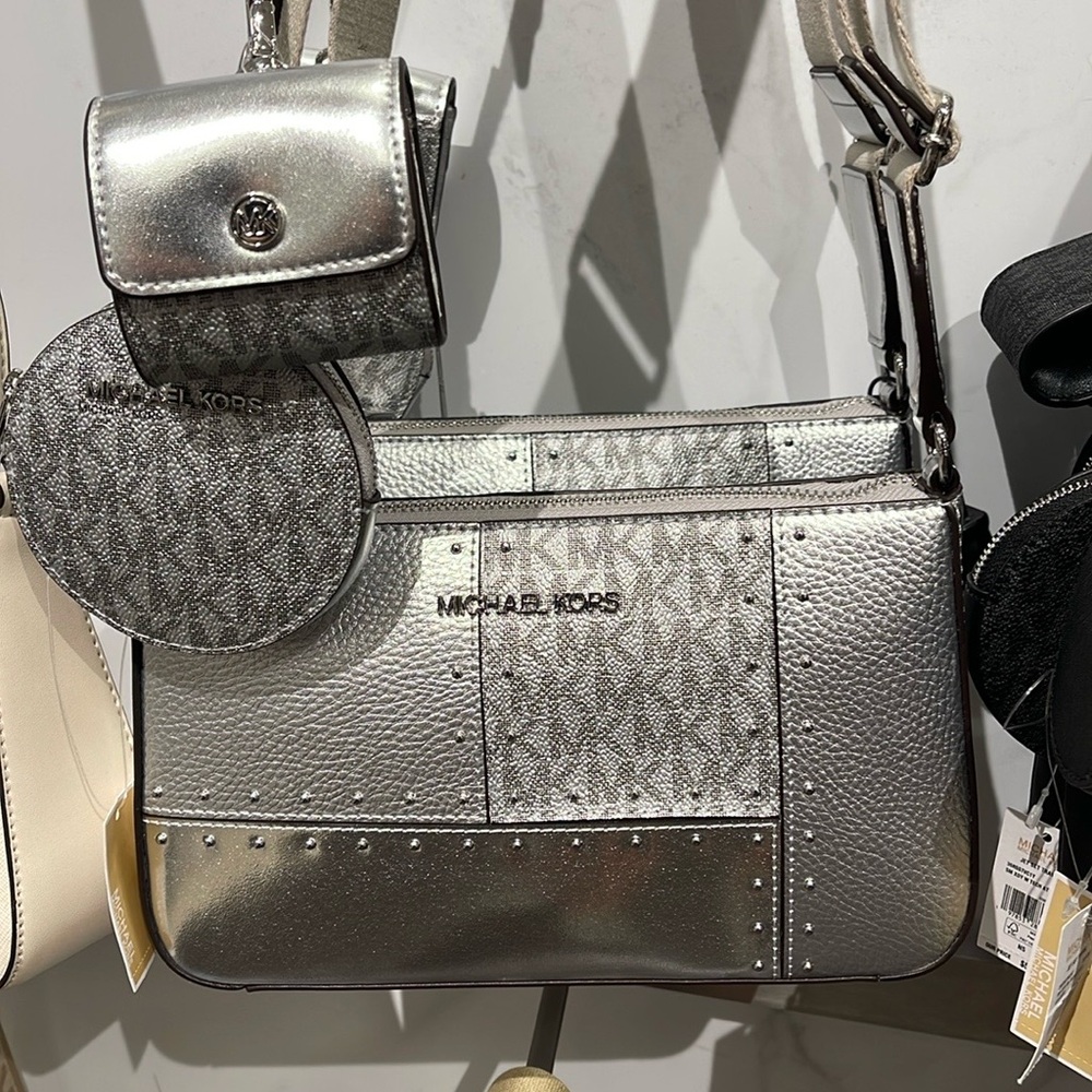 Michael Kors Jet Set Travel Sma Metallic Patchwork and Signature Logo Crossbody - Picture 16 of 16
